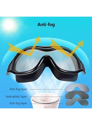Swimming goggles 180° wide field of view, leak-free anti-fog swimming goggles, adult men, women, youth, UV-resistant swimming goggles (black) - view 4